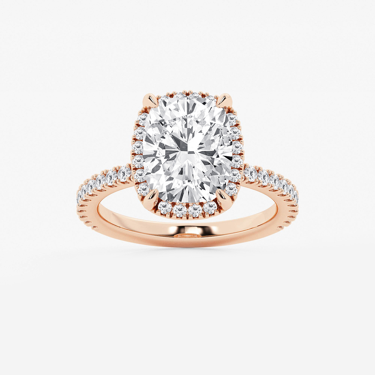 4 1/2 ctw Elongated Cushion Lab Grown Diamond Halo Engagement Ring